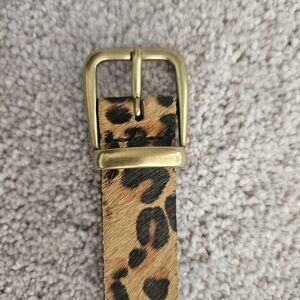 Fossil Tan Leopard Print Leather Belt M